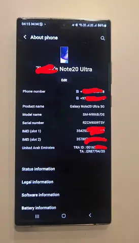 Samsung Galaxy Note 20 Ultra-5G UAE 🇦🇪 TDRA Version 12gb/256gb