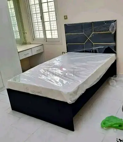 Single bed with upholstered headboard and mattress - good condition