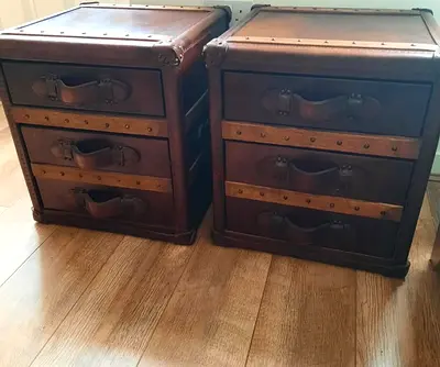 Timothy Oulton Genuine Leather 2X Nightstands