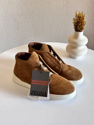 Zegna Brown Suede High-Top Sneakers — New with Tags