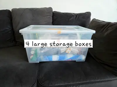 Set of 4 Large Clear Plastic Storage Boxes with Lids