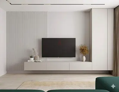 Wall-mounted TV Entertainment Unit with Built-in Storage - Modern Minimalist