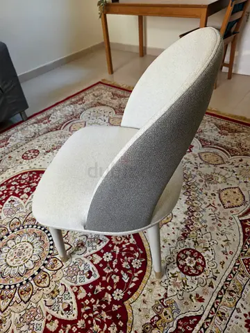 Modern upholstered chair — light grey two-tone, good condition