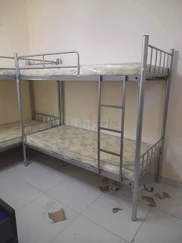 Metal Bunk Bed 2-Tier with Mattresses - Silver, Good Condition