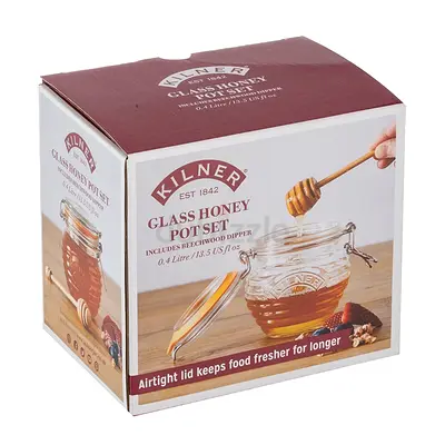 Kilner Glass Honey Pot Set with Beechwood Dipper - New in Box