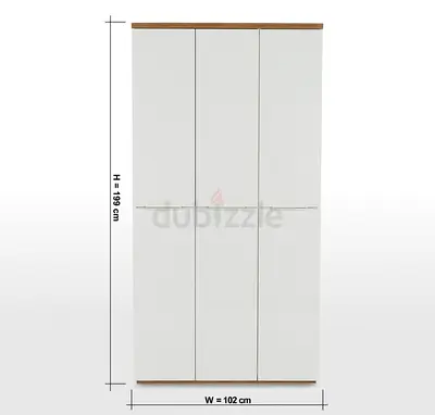 Homecenter Three-door White Wardrobe with Wood Accent (102 x 199 cm)