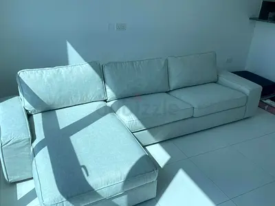 Ikea kivik L shape sofa beige Light grey L-shaped 3-seater sofa with chaise