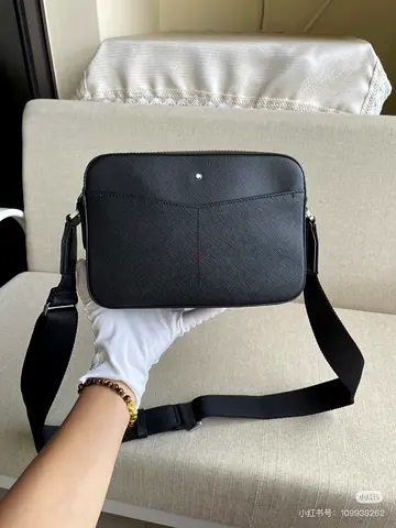 Montblanc Black Crossbody Messenger Bag - Sleek Saffiano Leather