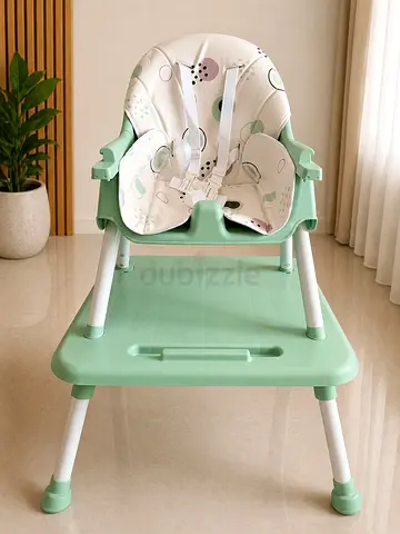 Lightweight Adjustable Baby High Chair with Safety Harness - Mint Green