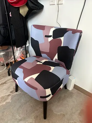 Pair of patterned accent chairs – compact, good condition