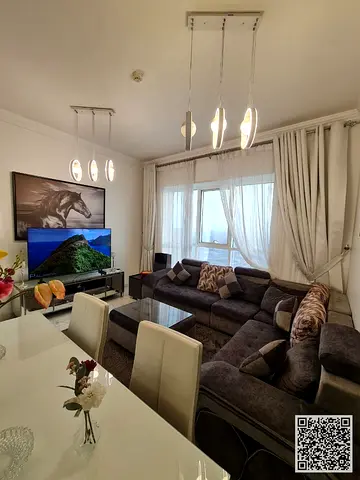 Furnished one-bedroom apartment for rent in Ajman, Al Rashidiya 1, Oasis Towers. Clean and tidy furnishings included. All bills and internet included.