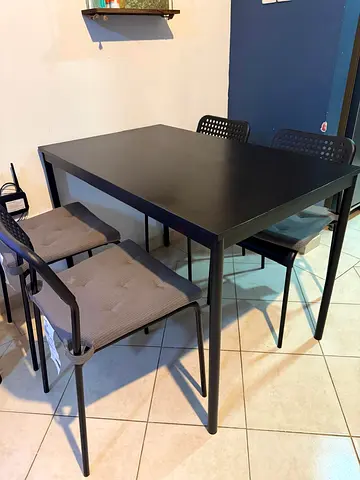 Black Dining Table with 4 Chairs - Simple Modern Set from IKEA
