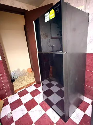 Black Double-Door Refrigerator - Good Working Condition