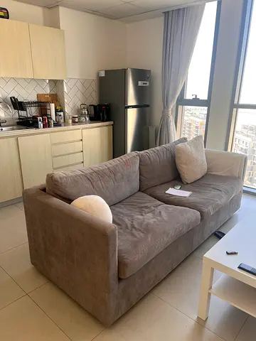 3-seater suede-like grey sofa in good condition