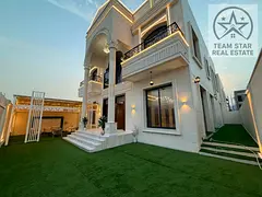 Villa for rent in Al Yasmin area, consisting of five master bedrooms, a majlis, a living room, and a