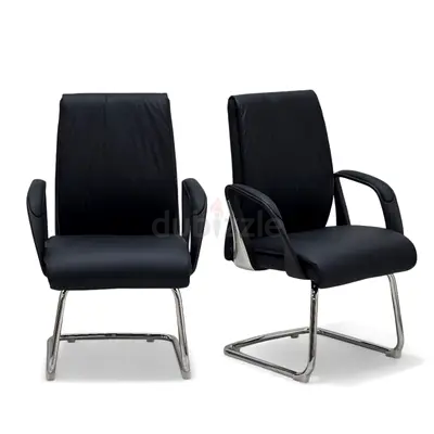 Premium Mid-Back Leather Office Visitor Chair - Ergonomic Cantilever Base