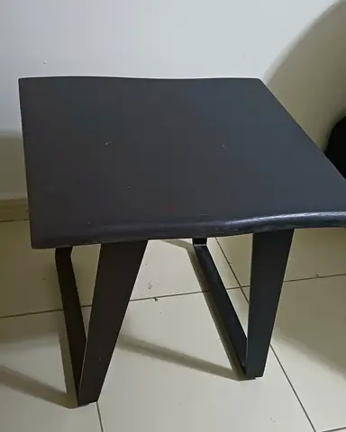 Simple dark wooden side table / stool - compact