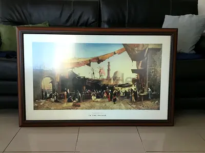 Hermann Corrodi “In The Bazaar” Framed Art (110x70 cm)