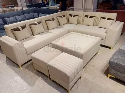 Luxury Off-White L-Shaped Sectional Sofa Set