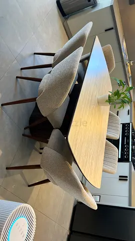 Modern 6 Upholstered Chairs — Excellent Condition (table not included).