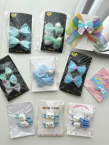 Bundle of New Kids Hair Clips  Bows - Assorted Pastel Designs
