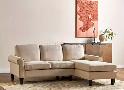 Beige 3-Seater Sofa with Chaise Lounge — Good Condition