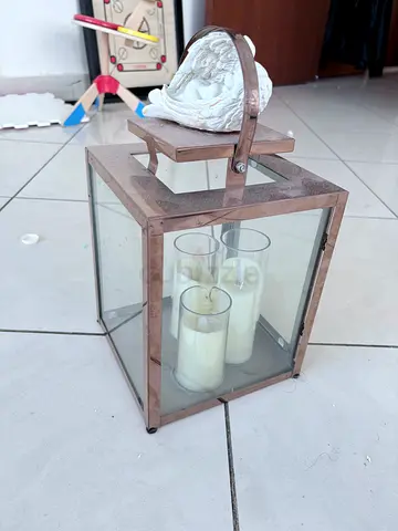 Glass and Metal Decorative Lantern with Candles