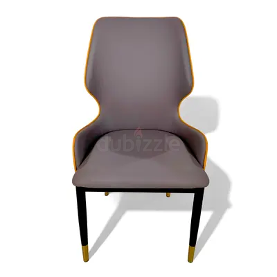 Modern Grey Dining Chair with Gold Trim