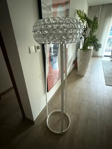 Modern Bubble Glass Floor Lamp on White Metal Stand