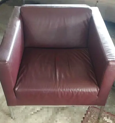 x5 BB Italia Project Jean 3 seater sofa and x4 armchairs set burgundy leather L217 D92 H86 cm