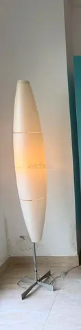 Mid-century Modern Floor Lamp with White Glass Shades