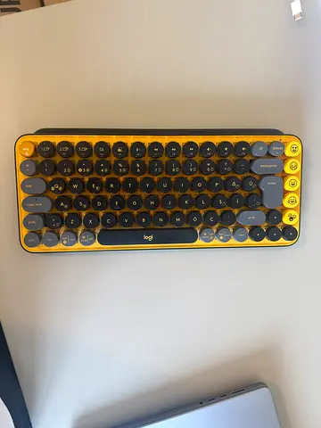 Logitech K380-style Round Key Wireless Keyboard (Yellow/Black)