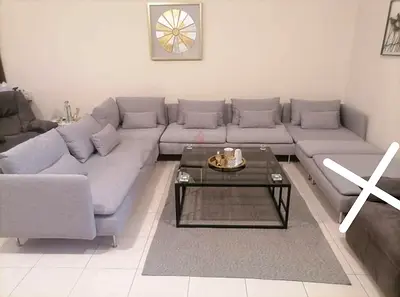 Ikea Sodhremn U Shape Sofa Gray Light Grey L-shaped Modular Sofa Set with Cushions