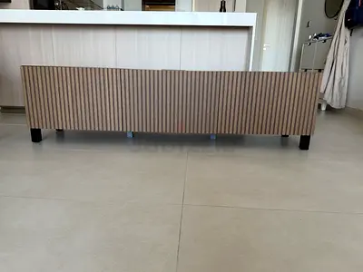 Low TV Cabinet / Entertainment Unit with 3 Doors - Dark Wood