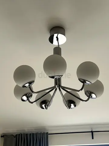 Ikea Modern chrome 7-globe ceiling light fixture - contemporary chandelier