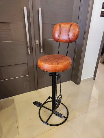 Vintage Industrial Adjustable Bar Stool with Backrest