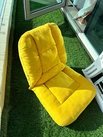Yellow Floor Lounge Chair / Gaming Recliner Cushion