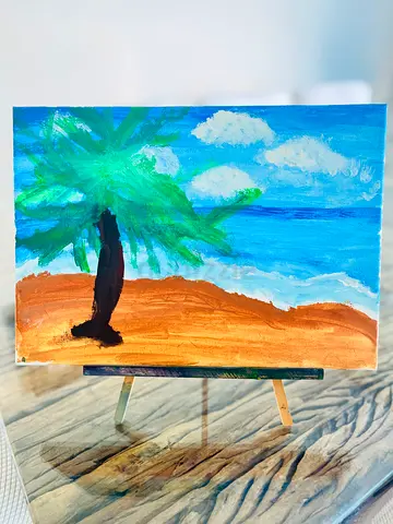 Small Original Beach Landscape Painting on Canvas