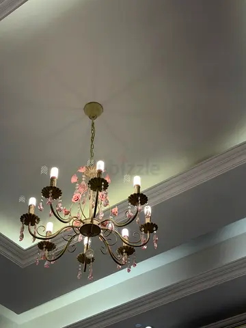 Vintage Floral Crystal Chandelier - 6 Light Ceiling Fixture