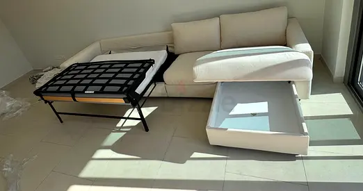 Beige color IKEA vimle sofa bed with storage