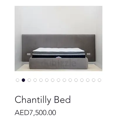 King Size Chantilly Grey Upholstered Bed with Headboard
