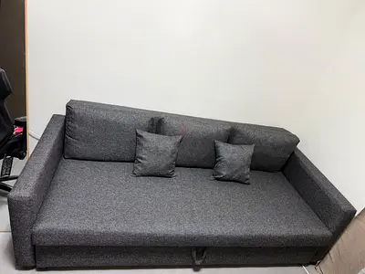 Dark Grey 3-Seater Sofa Bed with Cushions - Excellent Condition