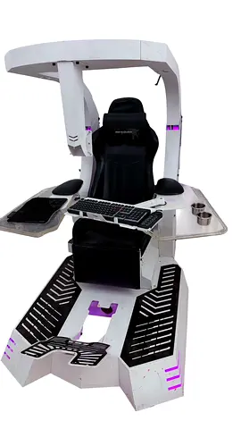 Ergonomic High-Tech Gaming Pod with Integrated Desk and Chair