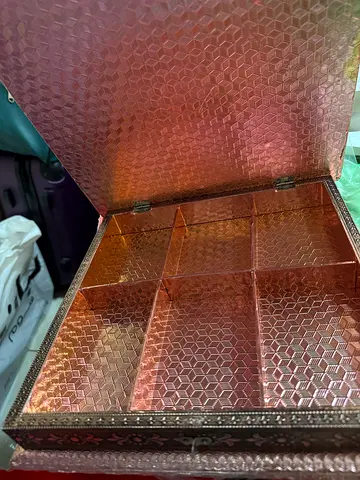 Decorative Brass/Copper Jewelry Box with Compartments - Used