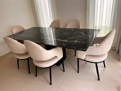 Marble high quality dining table with chairs