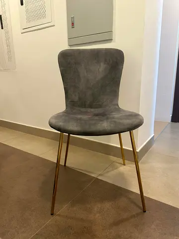 Grey Velvet Dining Chair with Gold Legs