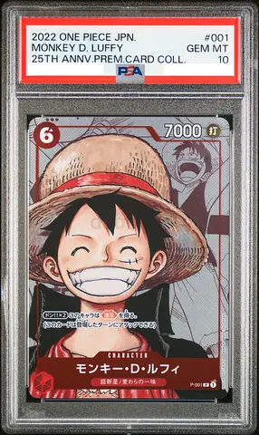 PSA GEM MT 10 One Piece Monkey D. Luffy 25th Anniversary Premium Card (Japan, 2022)