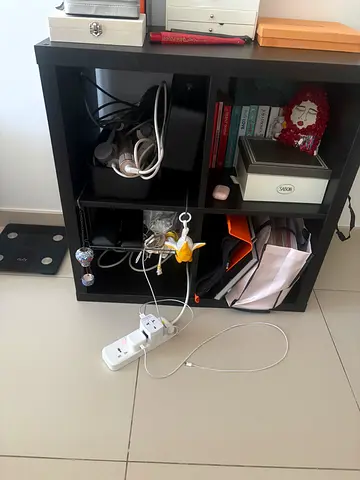Small Black Cube Storage Shelf - 4 Cubes, Good Condition