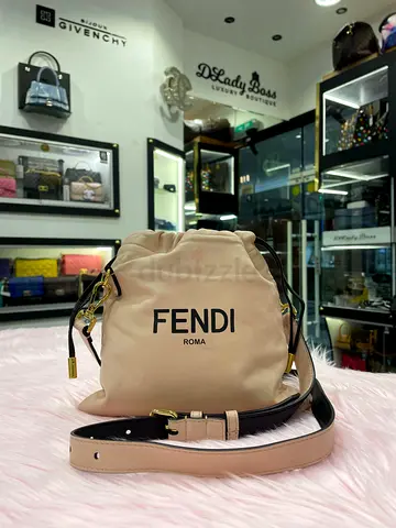 Fendi Roma Small Pink Logo Drawstring Crossbody Bag (Authentic/PreOwned)