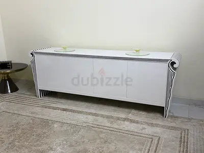 Romeo Paris Art Deco Designer Sideboard/Buffey_ Sculptural Black  White Statement Piece